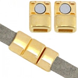 Fermoir aimanté en métal DQ (pour cuir plat 5mm) doré (sans nickel)